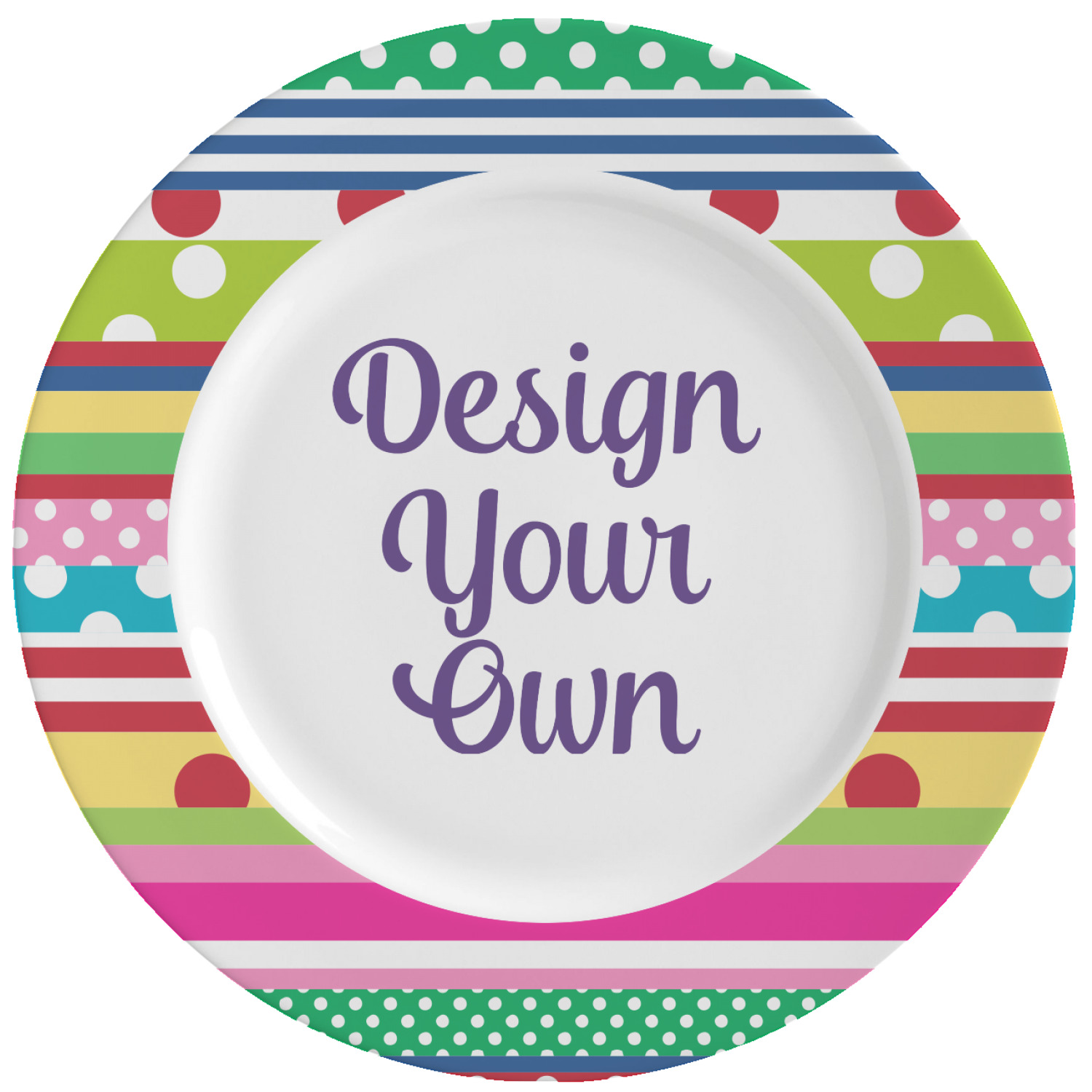 Ribbons Ceramic Dinner Plates (Set of 4) (Personalized) YouCustomizeIt