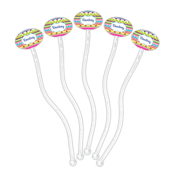 Ribbons Clear Plastic 7" Stir Stick - Oval - Fan