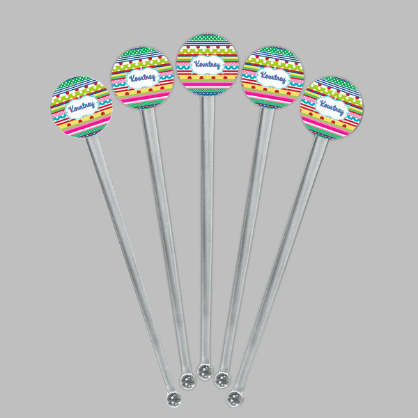 Ribbons Clear Plastic 7" Stir Stick - Round - Fan View