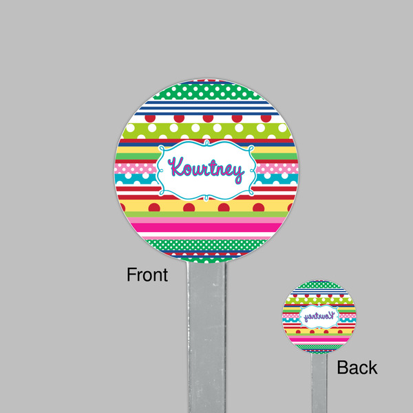 Ribbons Clear Plastic 7" Stir Stick - Round - Front & Back