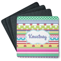 Ribbons Square Rubber Backed Coasters - Set of 4 (Personalized)
