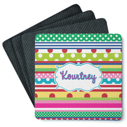 Ribbons Square Rubber Backed Coasters - Set of 4 (Personalized)