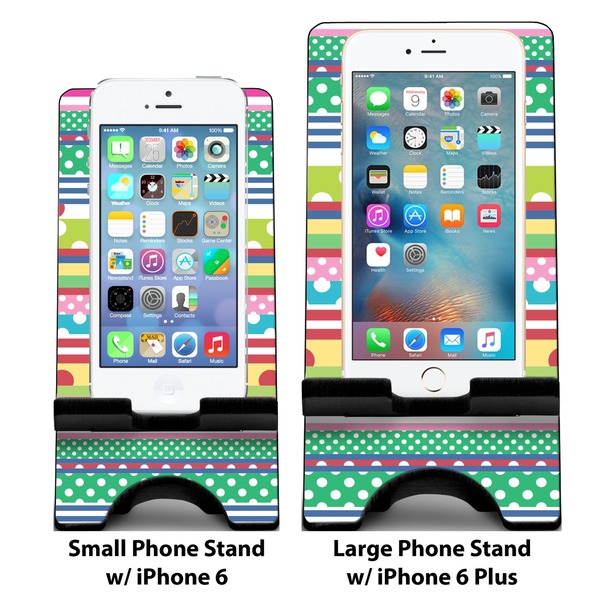 Ribbons Compare Phone Stand Sizes - with iPhones