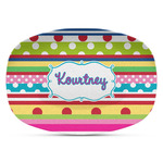 Ribbons Plastic Platter - Microwave & Oven Safe Composite Polymer (Personalized)