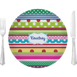 Ribbons 10" Glass Lunch / Dinner Plates - Single or Set (Personalized)