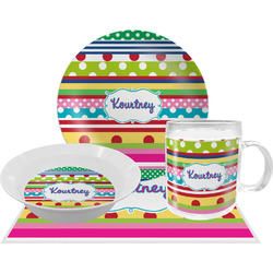 Ribbons Dinner Set - Single 4 Pc Setting w/ Name or Text