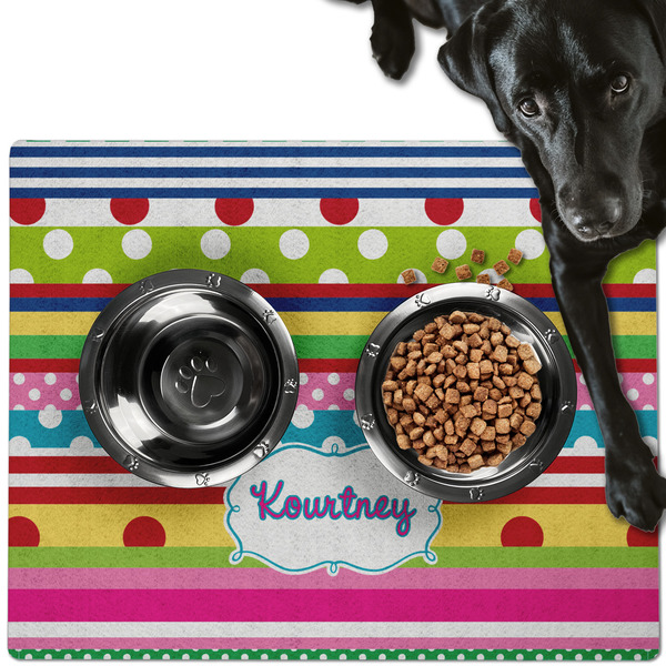 Custom Ribbons Dog Food Mat - Large w/ Name or Text