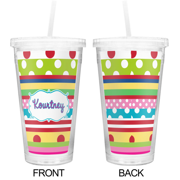 Ribbons Double Wall Tumbler with Straw - Approval