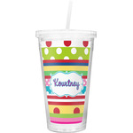 Ribbons Double Wall Tumbler with Straw (Personalized)