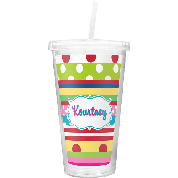 Custom Ribbons Double Wall Tumbler with Straw (Personalized)