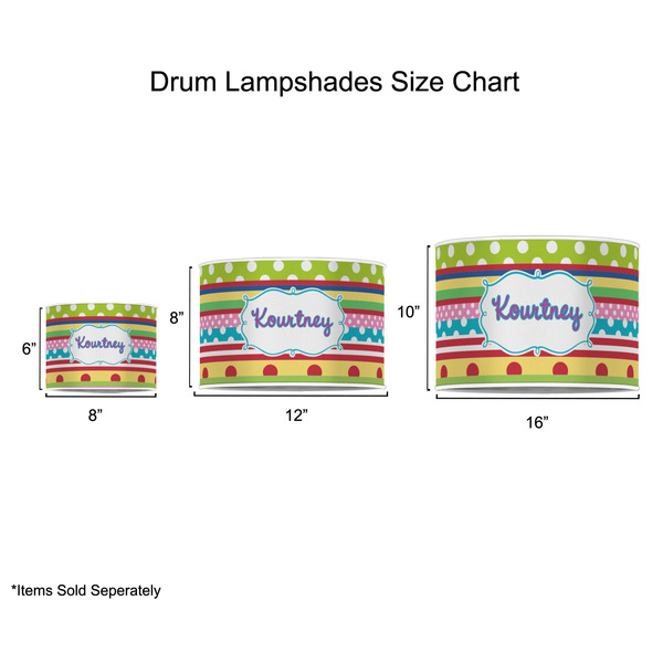 Ribbons Drum Lampshades - Sizing Chart