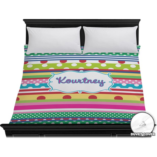 Custom Ribbons Duvet Cover - King (Personalized)