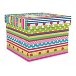 Ribbons Gift Box with Lid - Canvas Wrapped - Large (Personalized)