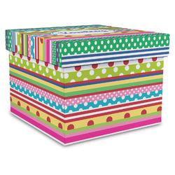 Ribbons Gift Box with Lid - Canvas Wrapped - X-Large (Personalized)