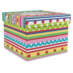 Ribbons Gift Box with Lid - Canvas Wrapped - XX-Large (Personalized)
