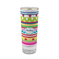 Ribbons 2 oz Shot Glass - Glass with Gold Rim (Personalized)