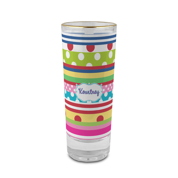 Custom Ribbons 2 oz Shot Glass - Glass with Gold Rim (Personalized)