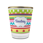 Ribbons Glass Shot Glass - 1.5 oz - with Gold Rim - Single (Personalized)