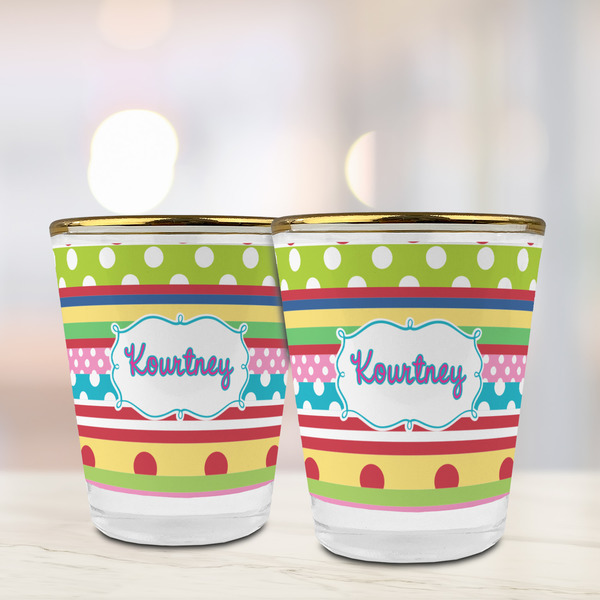 Ribbons Glass Shot Glass - with gold rim - LIFESTYLE