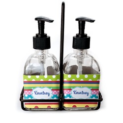 Ribbons Glass Soap & Lotion Bottle Set (Personalized)