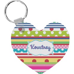 Ribbons Heart Plastic Keychain w/ Name or Text