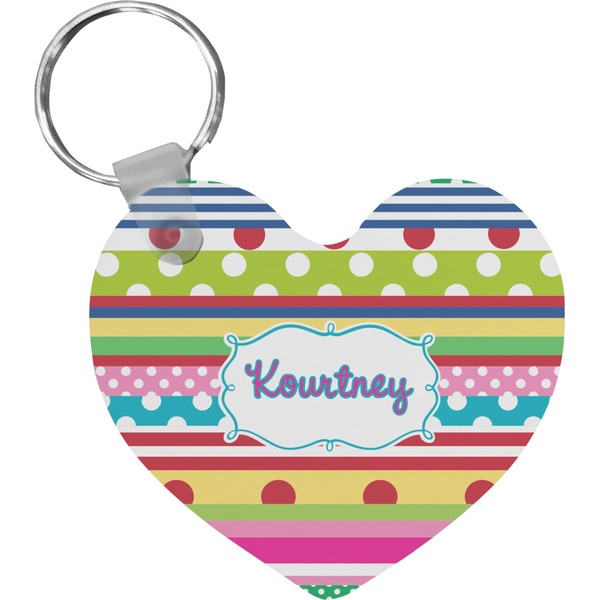 Custom Ribbons Heart Plastic Keychain w/ Name or Text