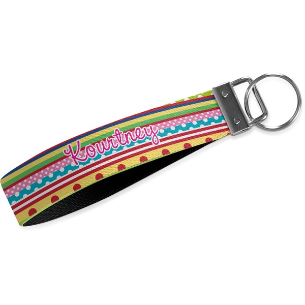 Custom Ribbons Wristlet Webbing Keychain Fob (Personalized)