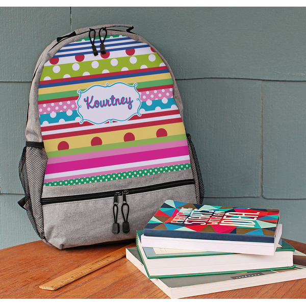 Ribbons Large Backpack - Gray - On Desk