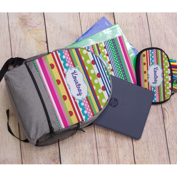 Ribbons Large Backpack - Gray - With Stuff