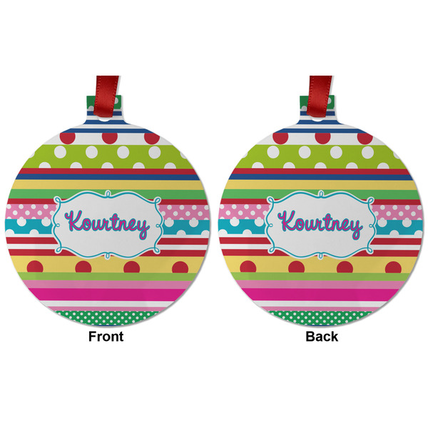 Ribbons Metal Ball Ornament - Front and Back