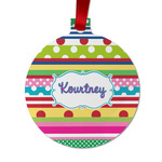 Ribbons Metal Ball Ornament - Double Sided w/ Name or Text