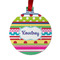 Ribbons Metal Ball Ornament - Double Sided w/ Name or Text