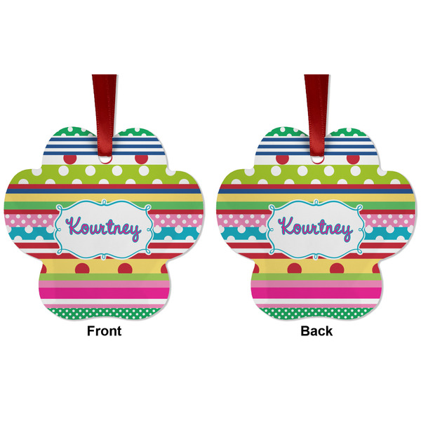 Ribbons Metal Paw Ornament - Front and Back