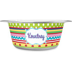 Ribbons Stainless Steel Dog Bowl - Large (Personalized)