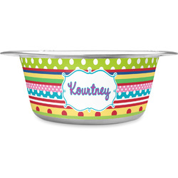 Ribbons Stainless Steel Dog Bowl (Personalized)