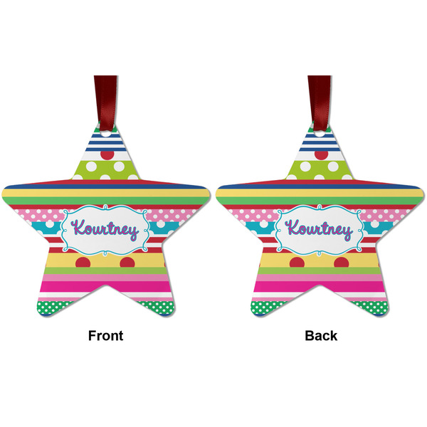 Ribbons Metal Star Ornament - Front and Back