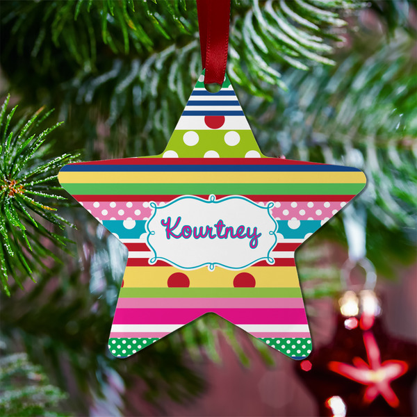 Ribbons Metal Star Ornament - Lifestyle