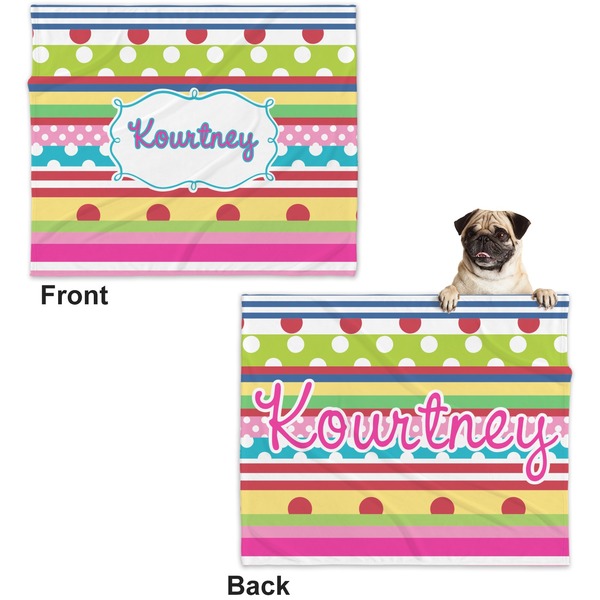 Ribbons Microfleece Dog Blanket - Large- Front & Back