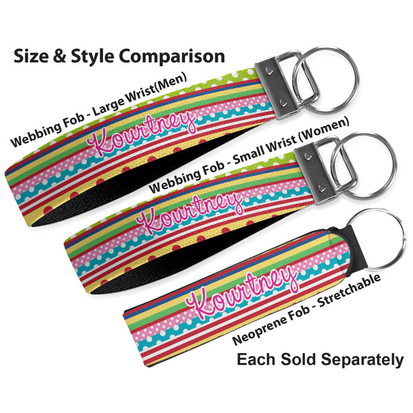 Ribbons Multiple Key Ring comparison sizes