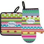 Ribbons Oven Mitt & Pot Holder Set w/ Name or Text