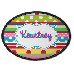Ribbons Iron On Oval Patch w/ Name or Text