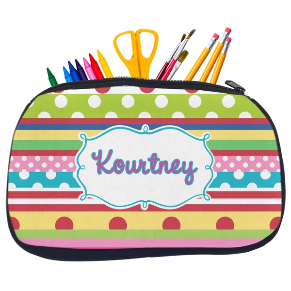 Custom Ribbons Neoprene Pencil Case - Medium w/ Name or Text