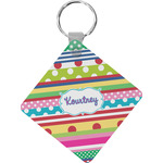 Ribbons Diamond Plastic Keychain w/ Name or Text