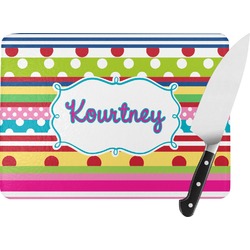 Ribbons Rectangular Glass Cutting Board (Personalized)