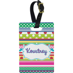Ribbons Plastic Luggage Tag - Rectangular w/ Name or Text