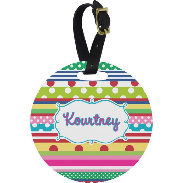 Custom Ribbons Plastic Luggage Tag - Round (Personalized)