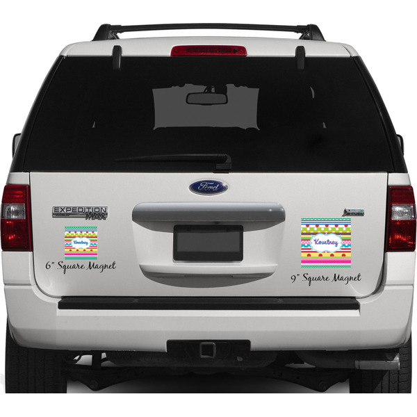 Ribbons Personalized Square Car Magnets on Ford Explorer