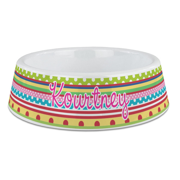 Custom Ribbons Plastic Dog Bowl - Large (Personalized)