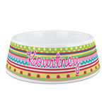 Ribbons Plastic Dog Bowl - Medium (Personalized)