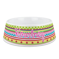 Ribbons Plastic Dog Bowl (Personalized)